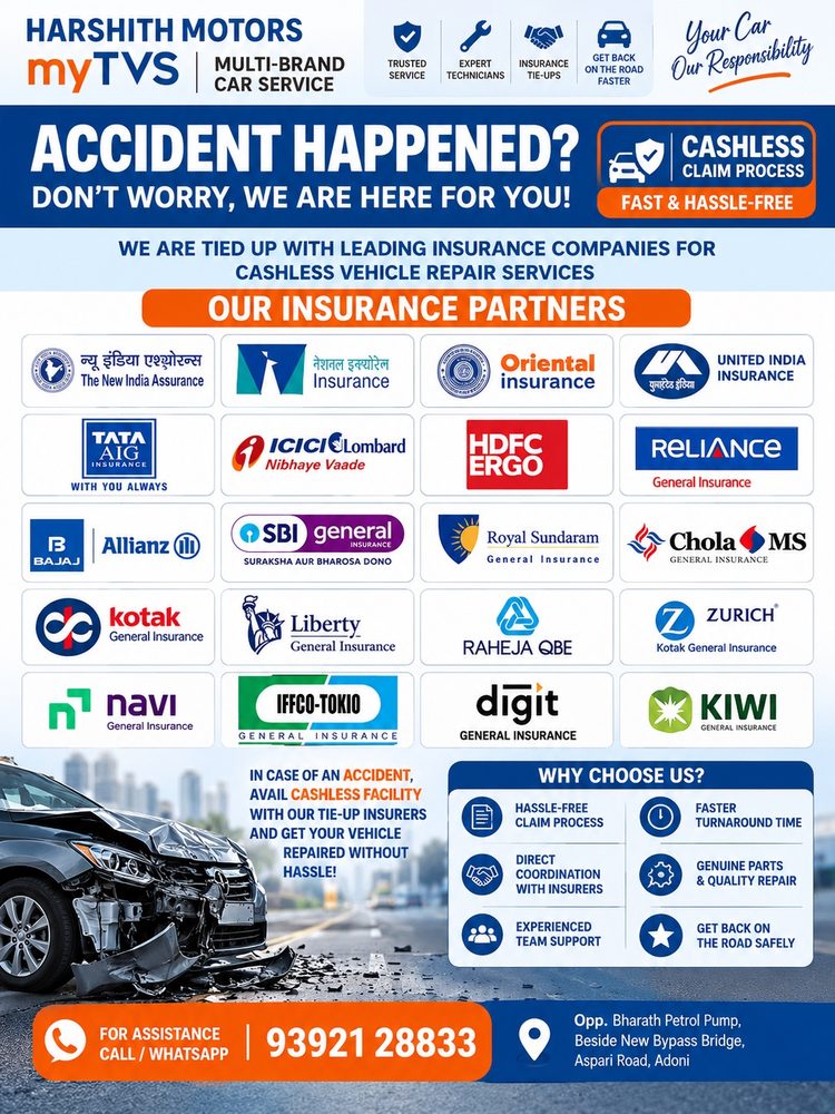 Harshith Motors insurance cashless repair information
